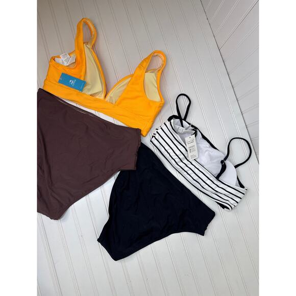 NWT Cupshe Two Piece Swimsuit Bikini Bralette & Triangle High Waist BUNDLE Sz L - Picture 2 of 6